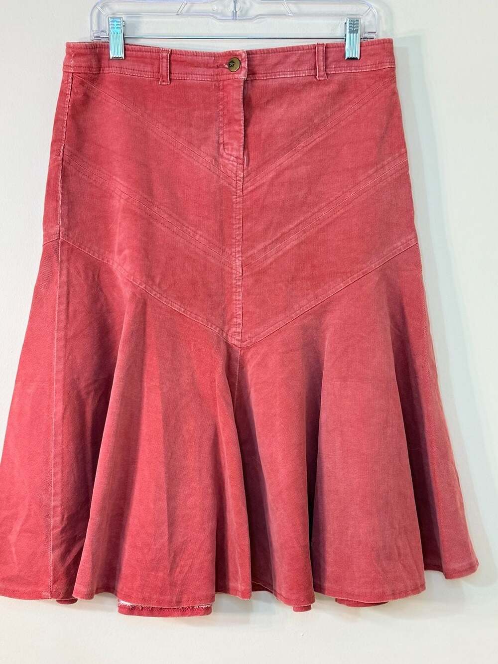 Anthropologie Sitwell Red Corduroy Flare Midi Skirt